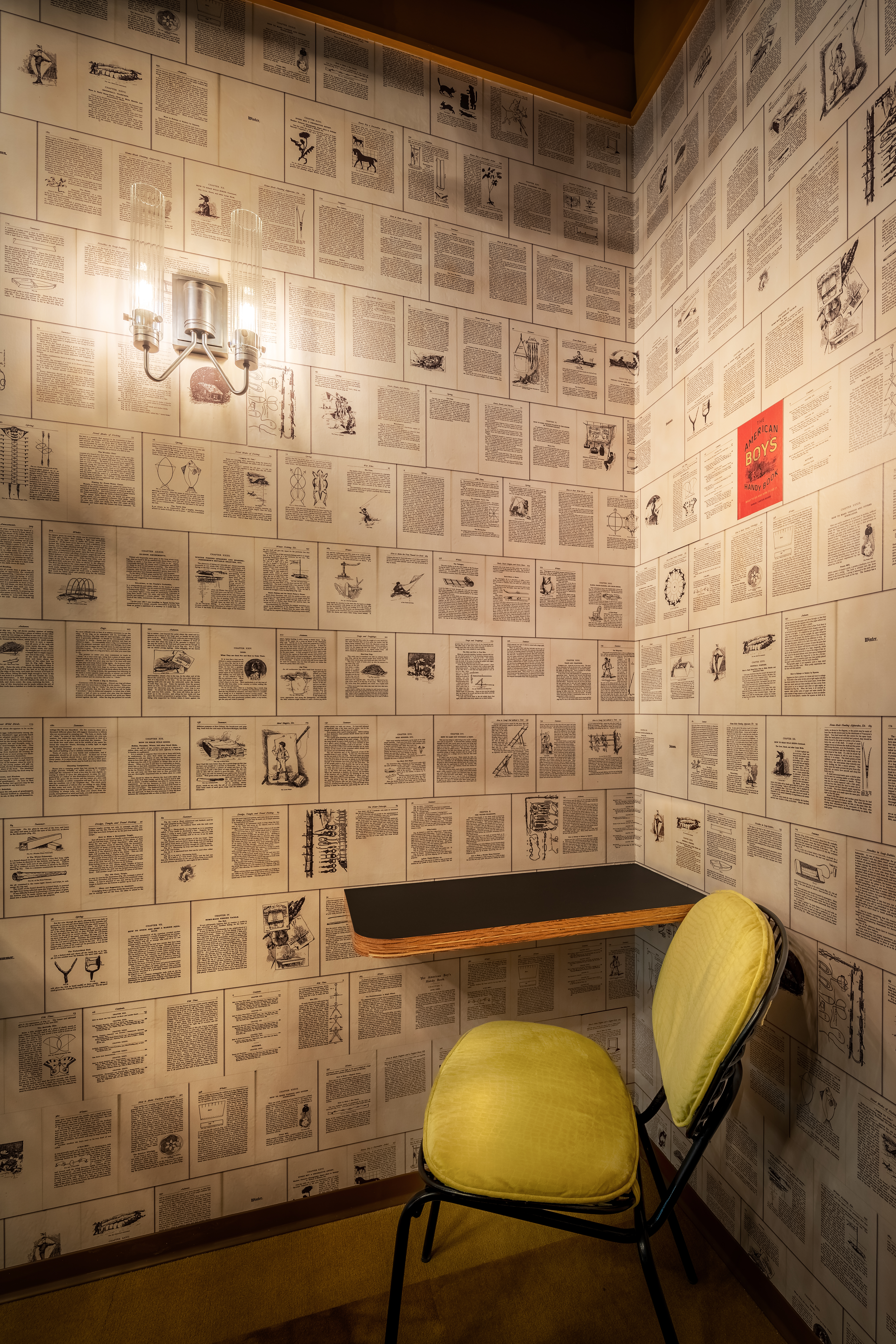 Cozy wallpaper corner phone booth at Shift Workspaces