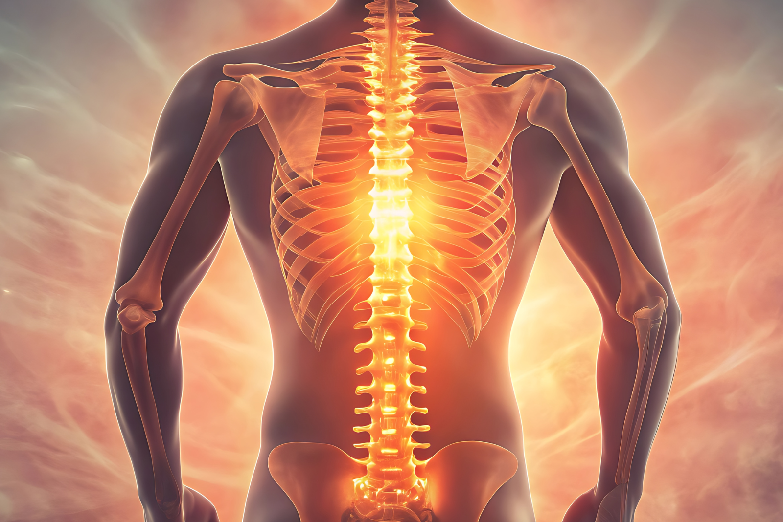 image of a highlighted spine in bright yellow and orange