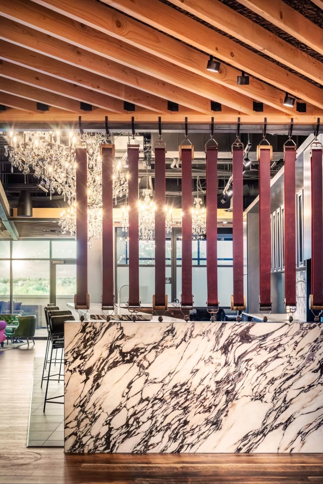 Collaborative coworking space with comfortable seating and a productive atmosphere