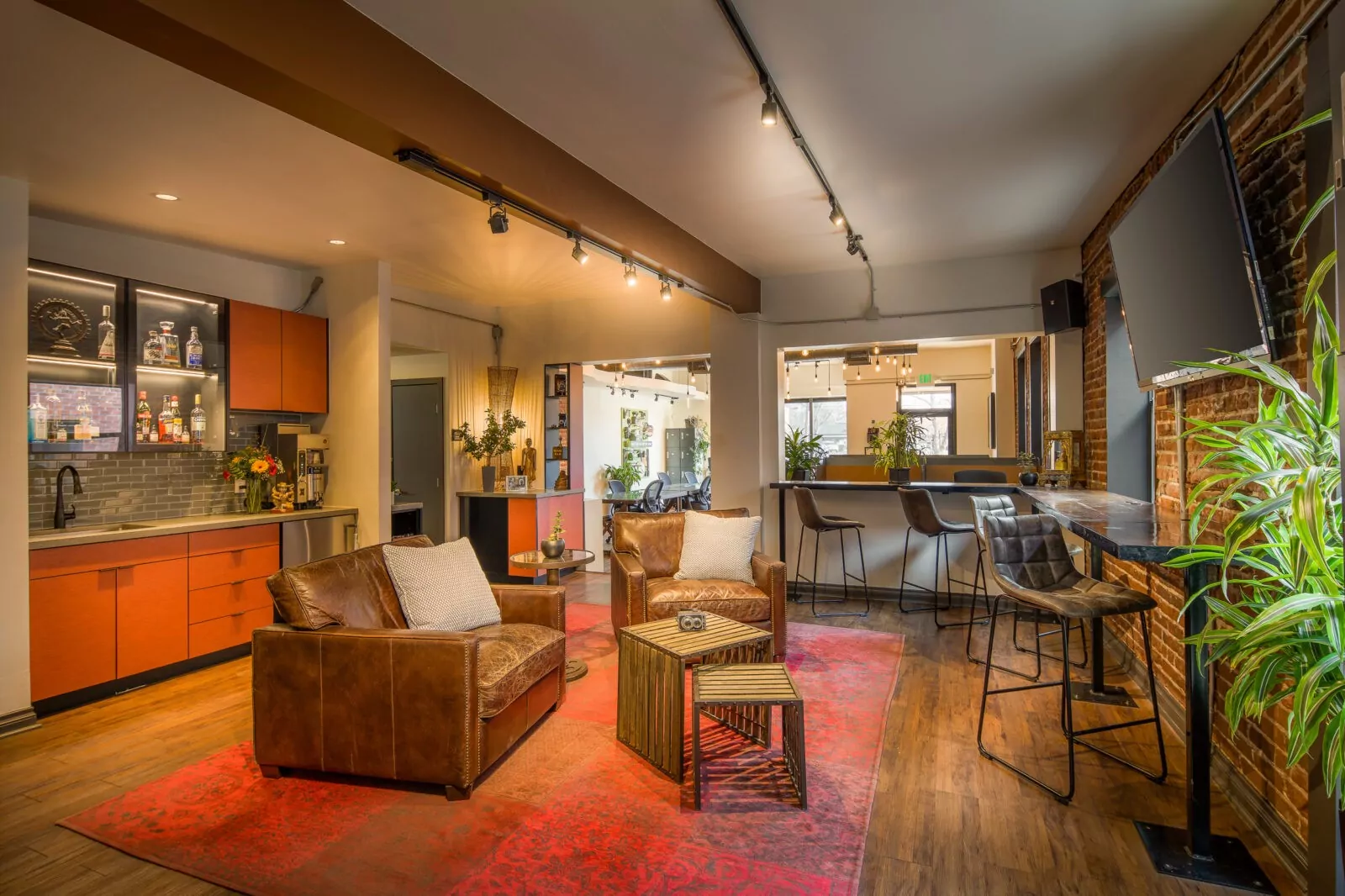 Shift Workspaces bar area with modern finishes and a welcoming atmosphere