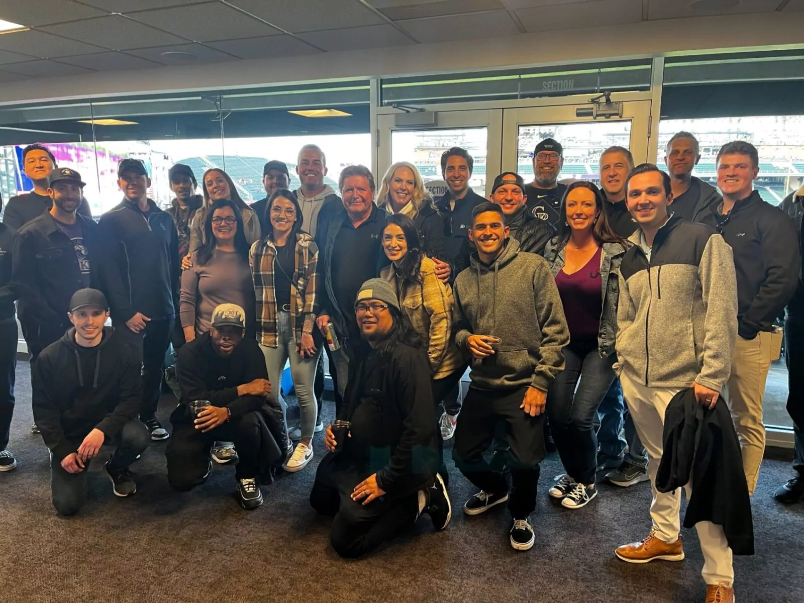 Group photo of the Edison Interactive team, taken during a Shift Workspaces Denver and Shift Workspaces Littleton event