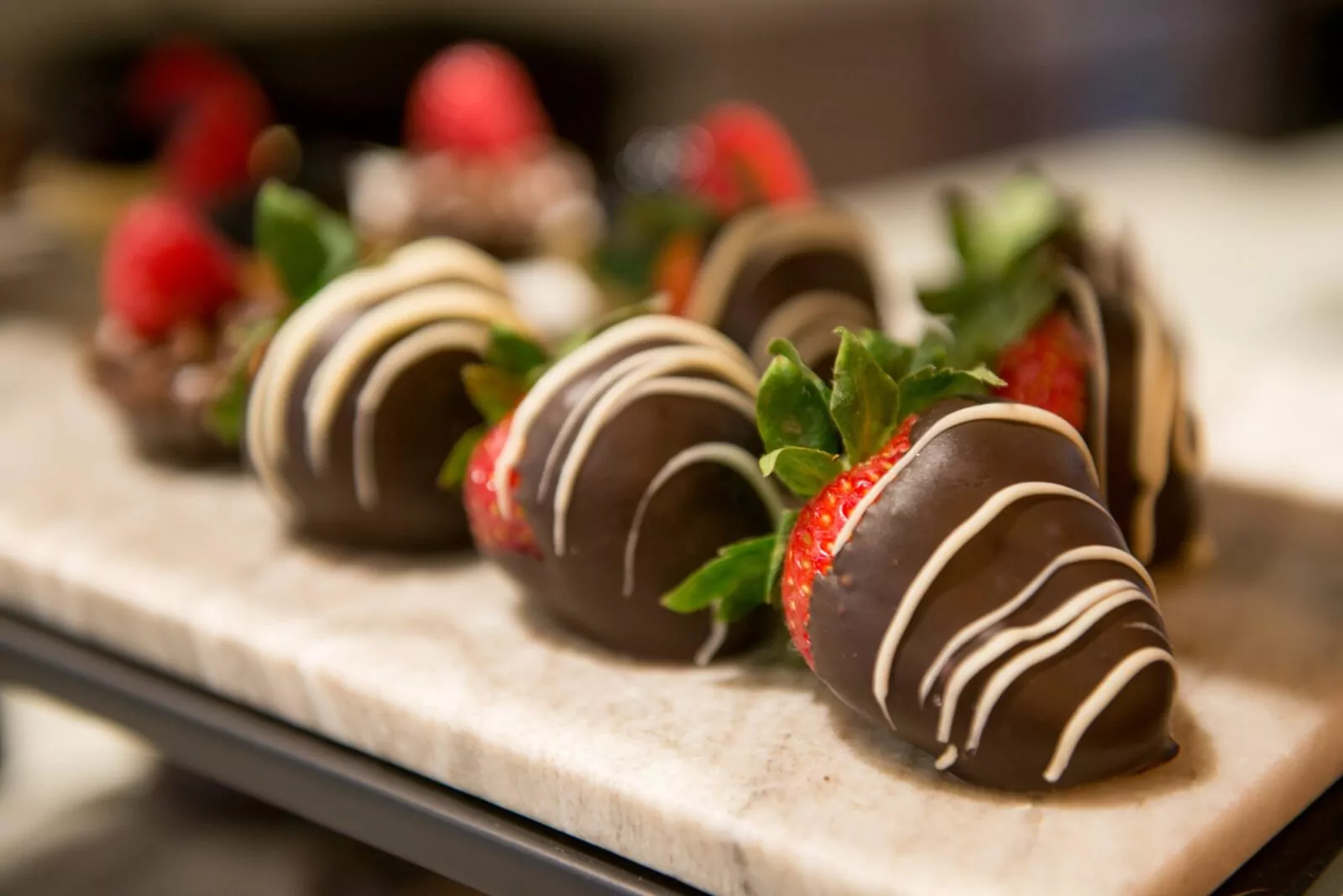 Complimentary sweets for Shift Workspaces members displayed on a stylish serving tray.